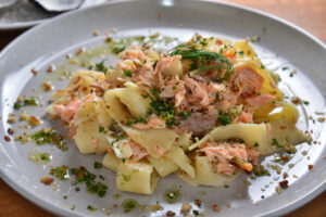 smoked salmon pappardelle