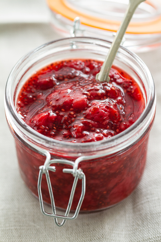 Closeup of tasty appetizing fruit strawberry jam with chia seeds in jar. Selective focus. Download preview Sharing is caring Credit the author Contact us for your free credit: ID 95830439 | In © Valeria Aksakova | Dreamstime.com